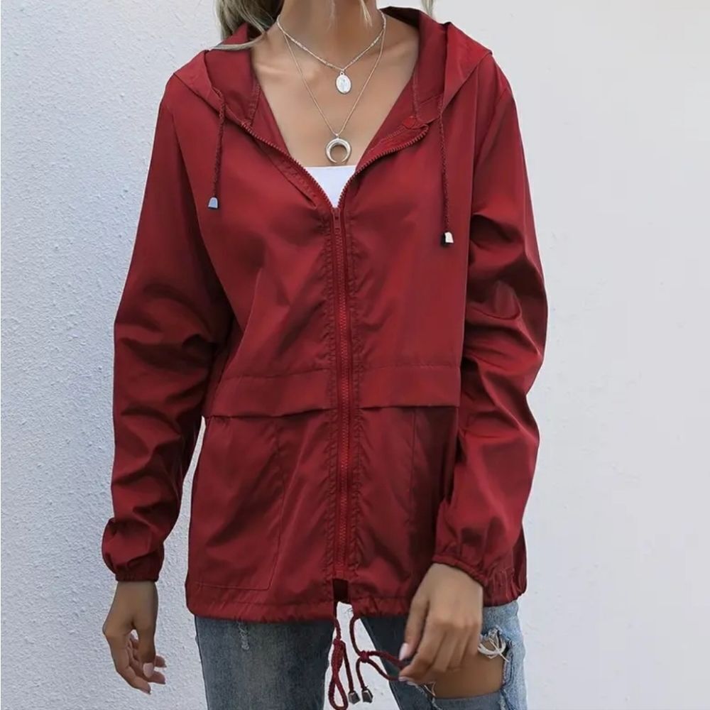 Ladies Windbreaker Red Jacket sz X-large
